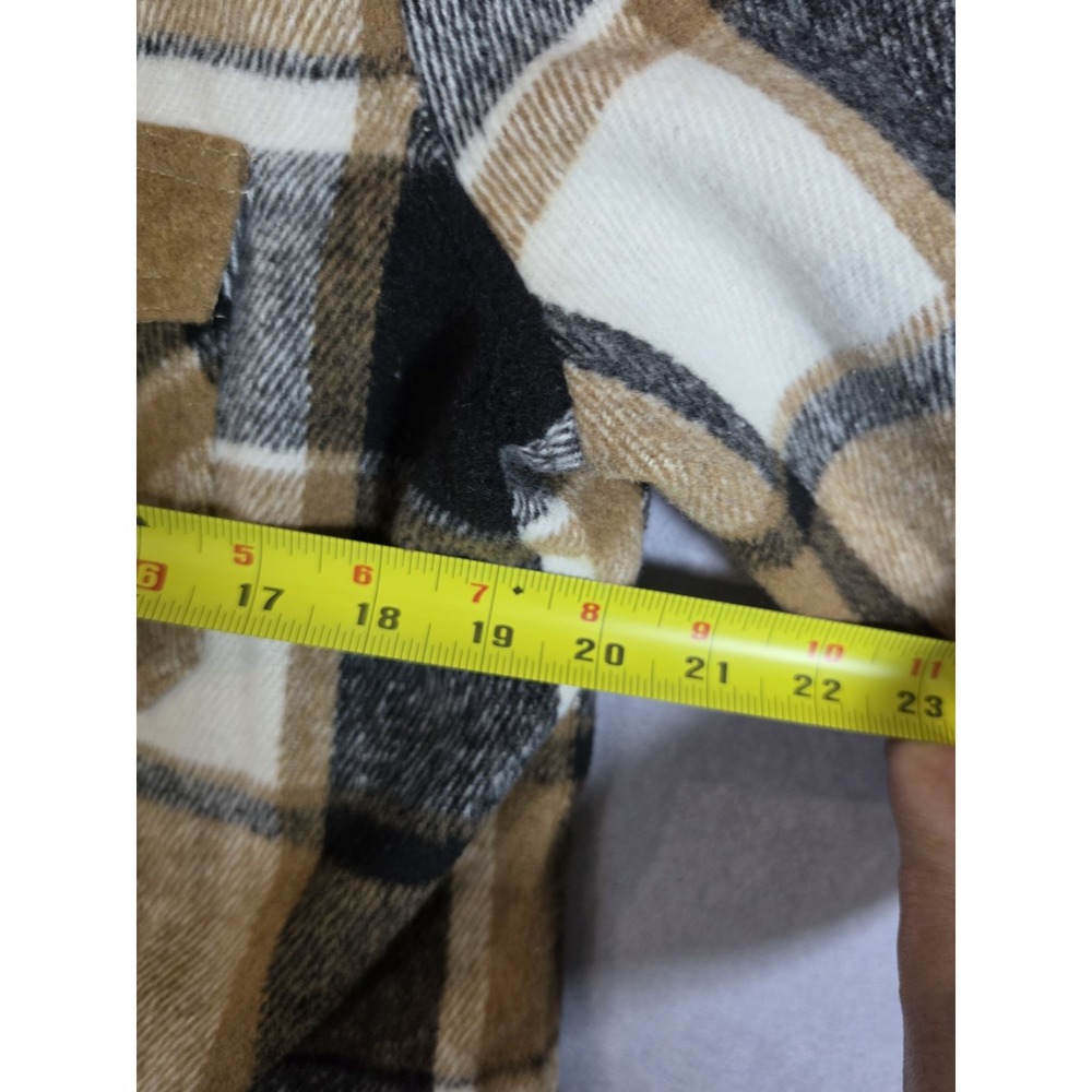 THML Jacket Womens Sz M Brown Plaid Flannel Shirt Shacket Button Lined Wool Blnd - Picture 6 of 10